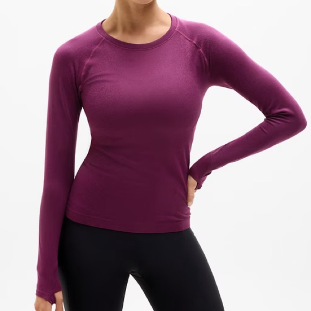 NWT Athleta Momentum Seamless Top Plum Contour